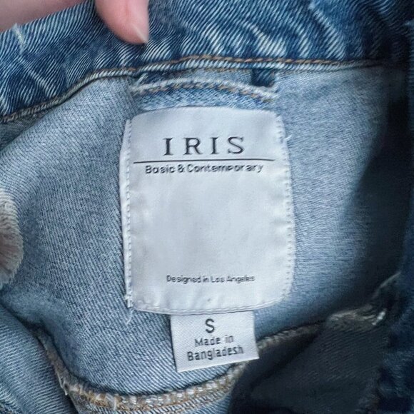 Iris Los Angeles Distressed Denim Jacket Jean Jacket Women's Size S - Picture 6 of 7